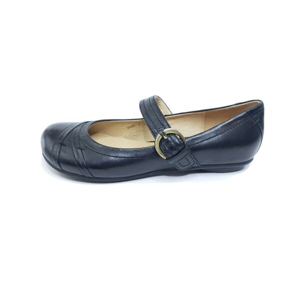Miz Mooz Dorian Mary Jane Flats Black Leather Buckle Strap Comfort Shoes Sz 6.5 - Picture 1 of 10